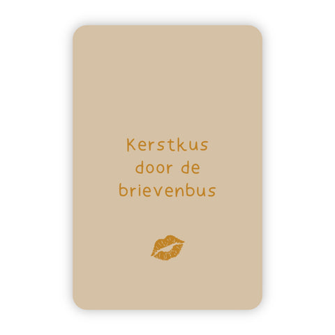 Kerstkaart goudfolie | Kerstkus door de brievenbus