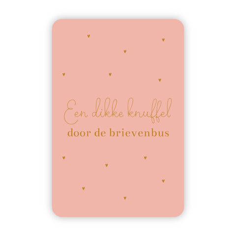 Wenskaart | Een dikke knuffel door de brievenbus goudfolie