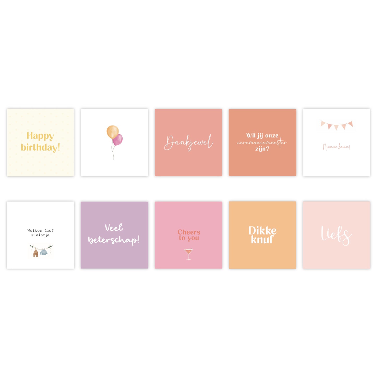 Dubbele wenskaarten | Set van 30