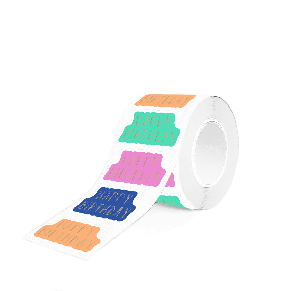 Cadeaustickers | Happy birthday 10 stuks goudfolie