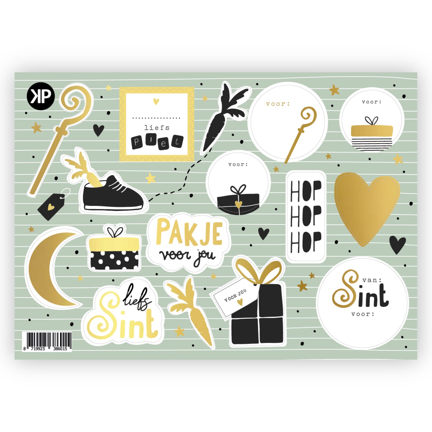 Stickervel | Sint & piet goudfolie