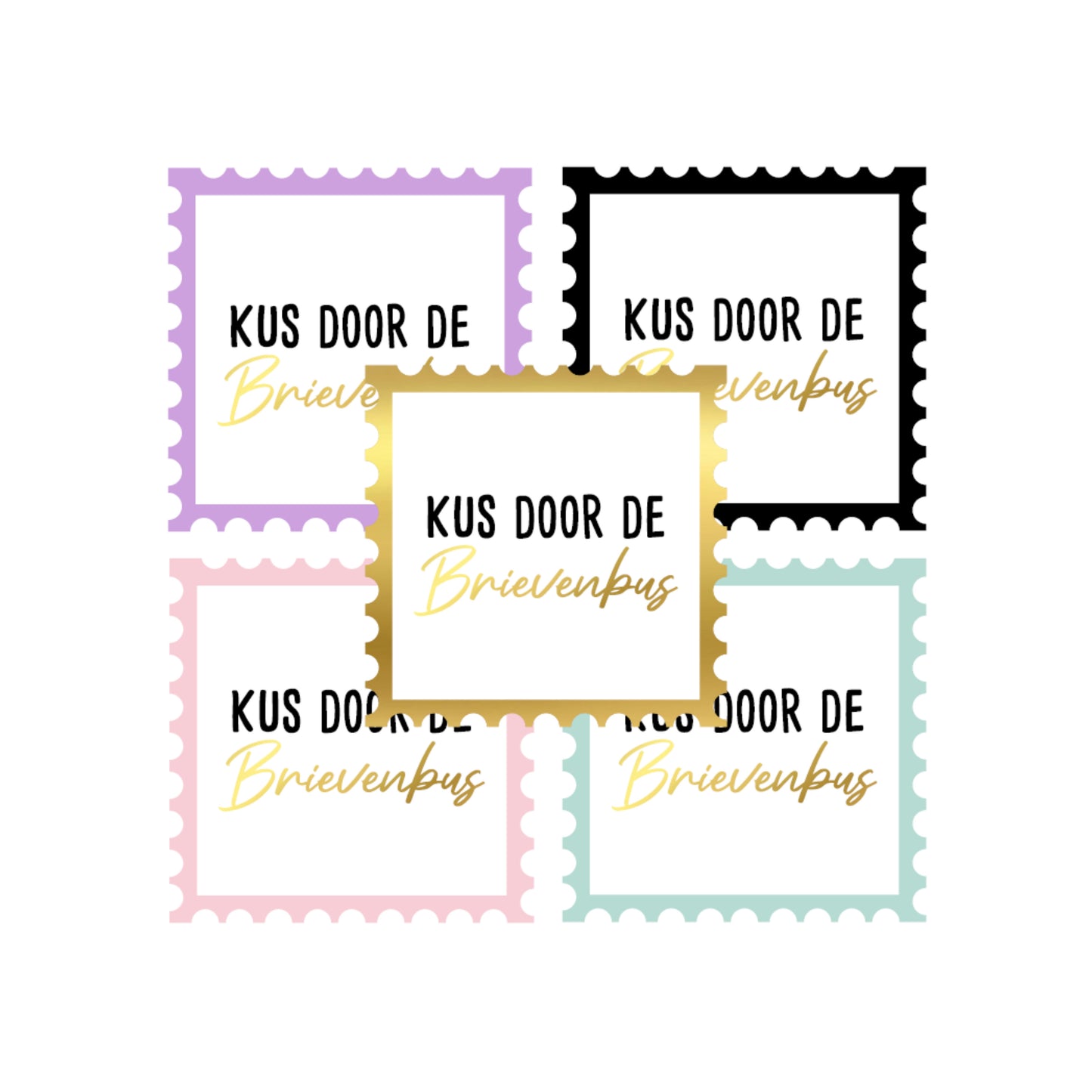 Cadeaustickers | Kus door de brievenbus 10 stuks goudfolie