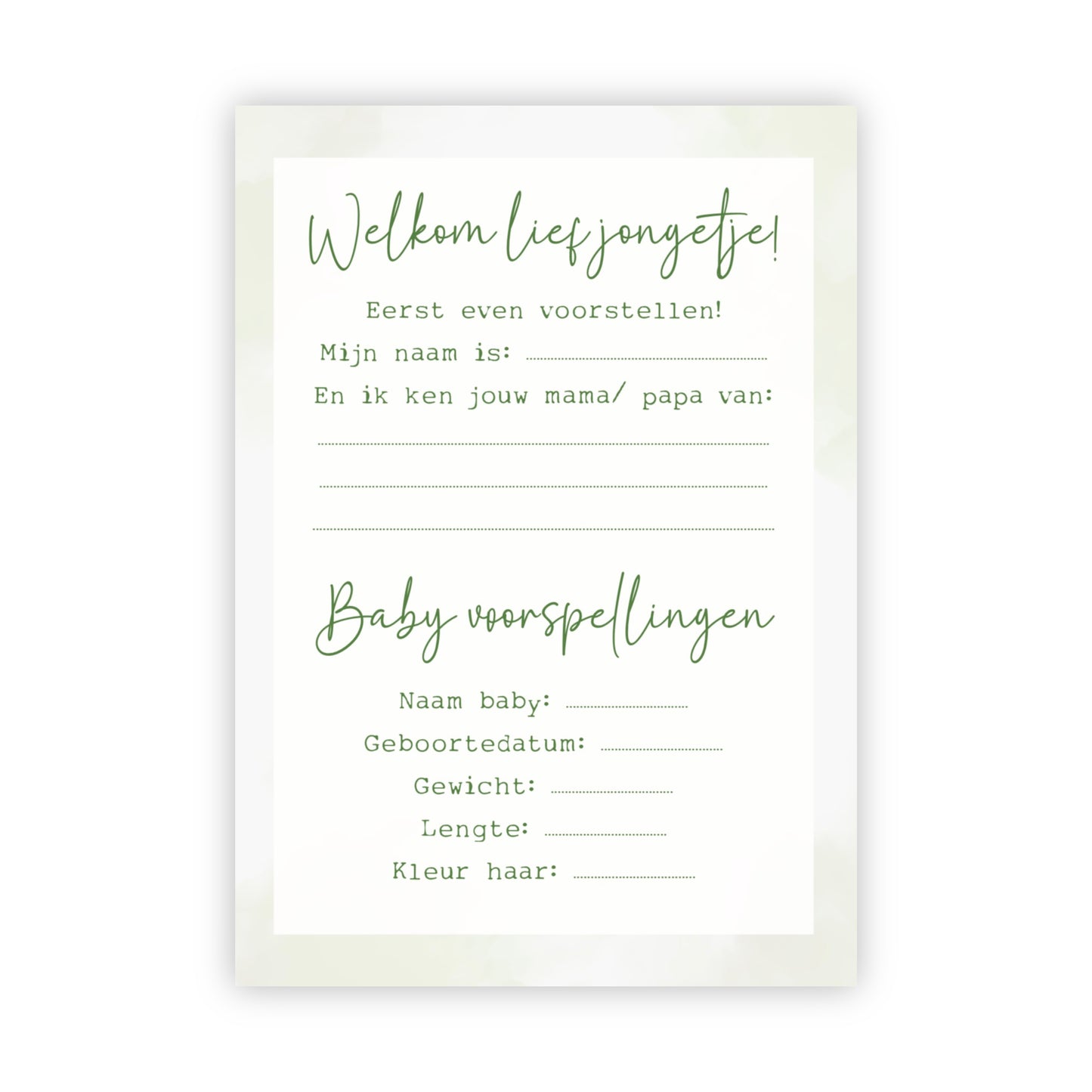 Invulkaarten babyshower | Set van 10