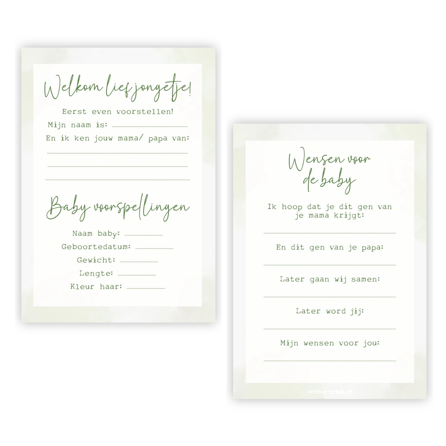 Invulkaarten babyshower | Set van 10