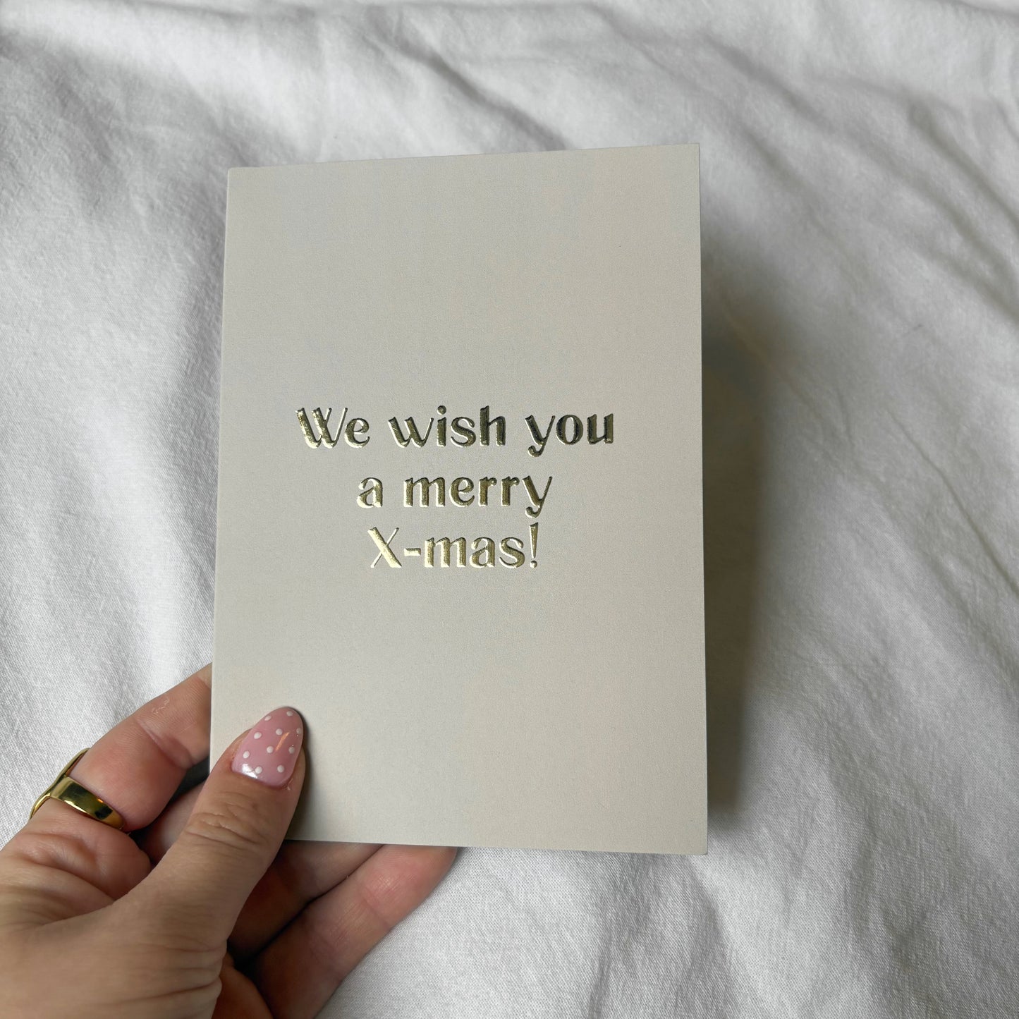 Dubbele kerstkaart goudfolie | We wish you a merry X-mas!