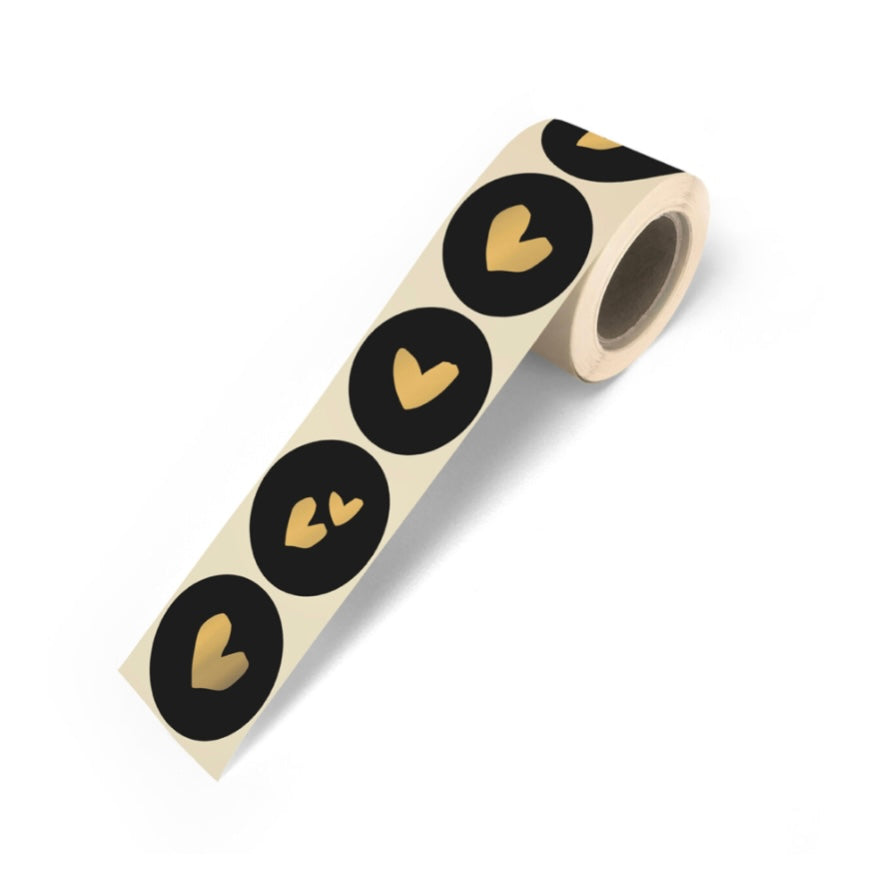Cadeaustickers | Hartjes 10 stuks goudfolie