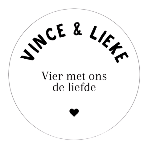 Gepersonaliseerde stickers | Namen + vier met ons de liefde 10 stuks