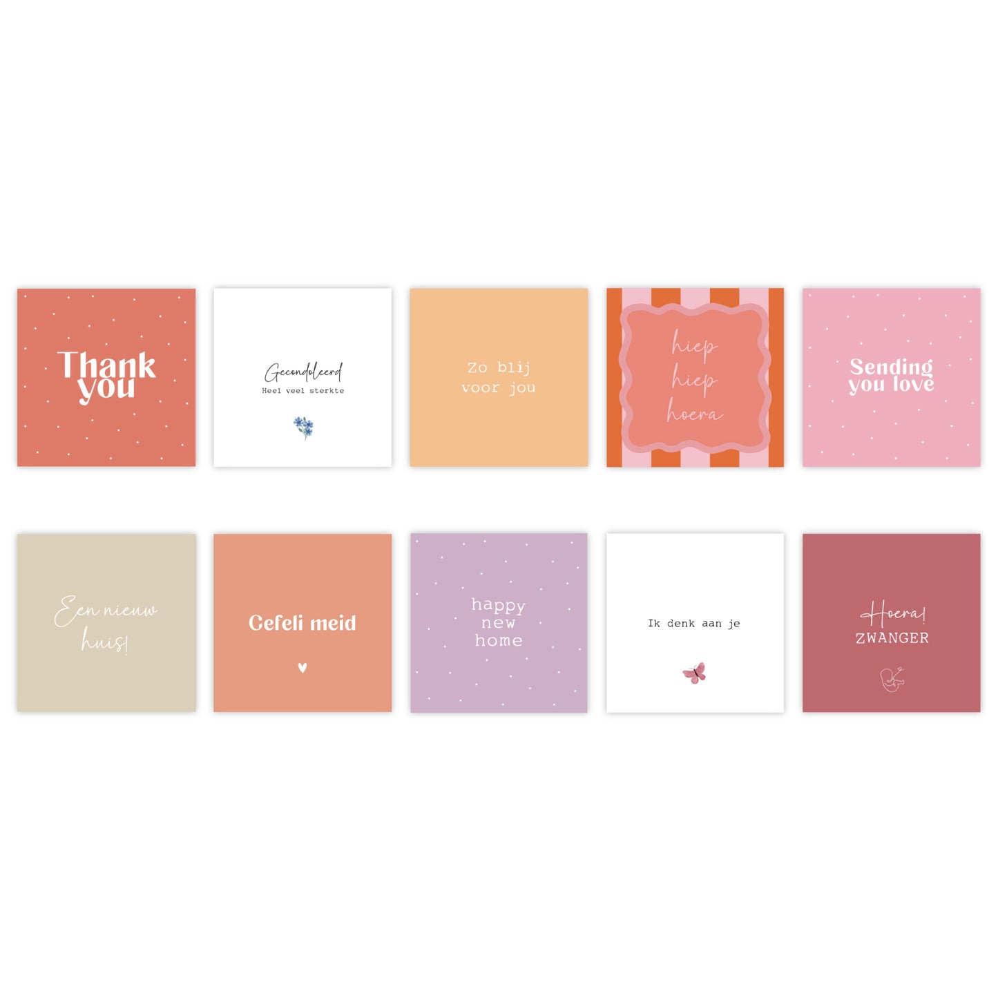 Dubbele wenskaarten | Set van 30