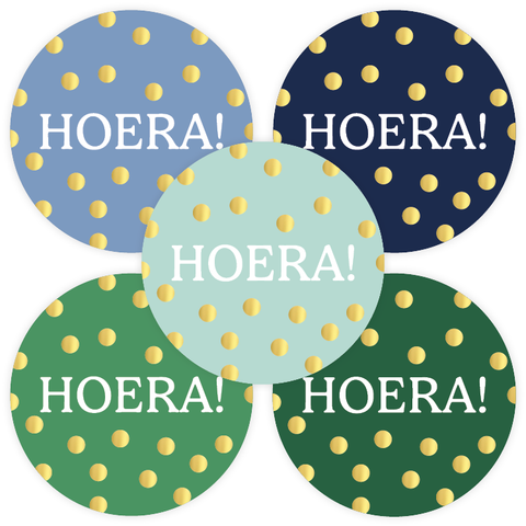 Cadeaustickers | Hoera 10 stuks goudfolie