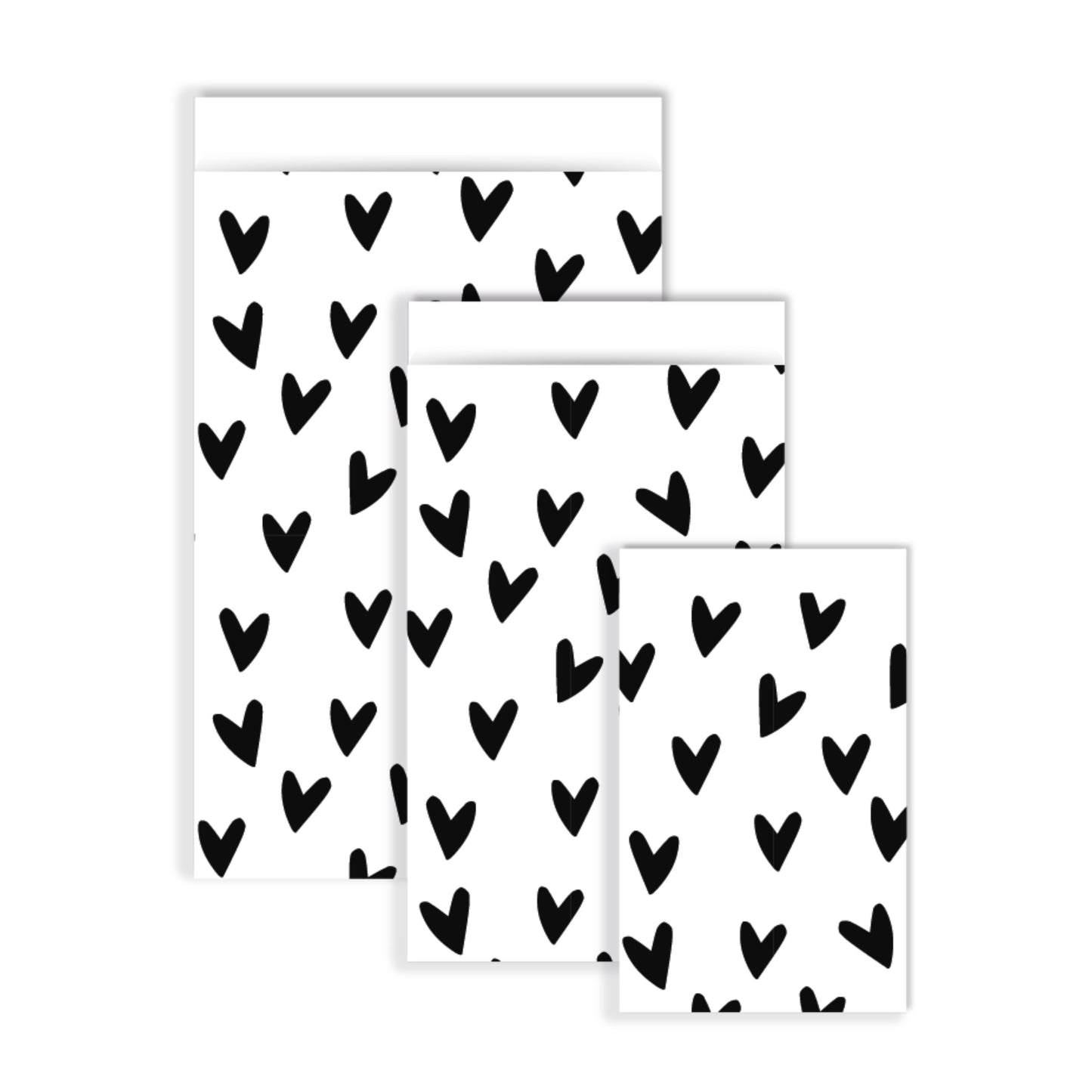 Cadeauzakjes | Hartjes wit/ zwart 5 stuks