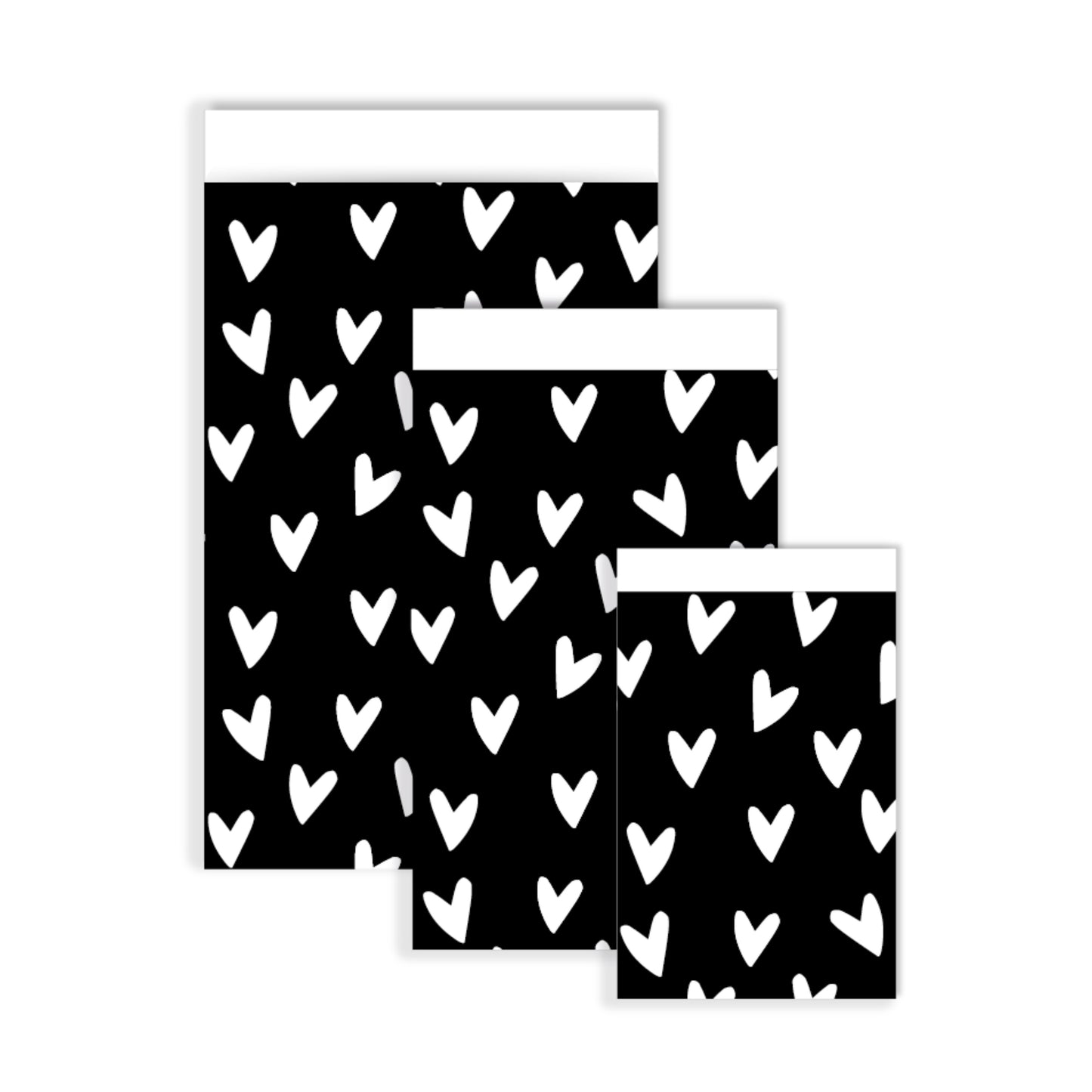 Cadeauzakjes | Hartjes zwart/ wit 5 stuks