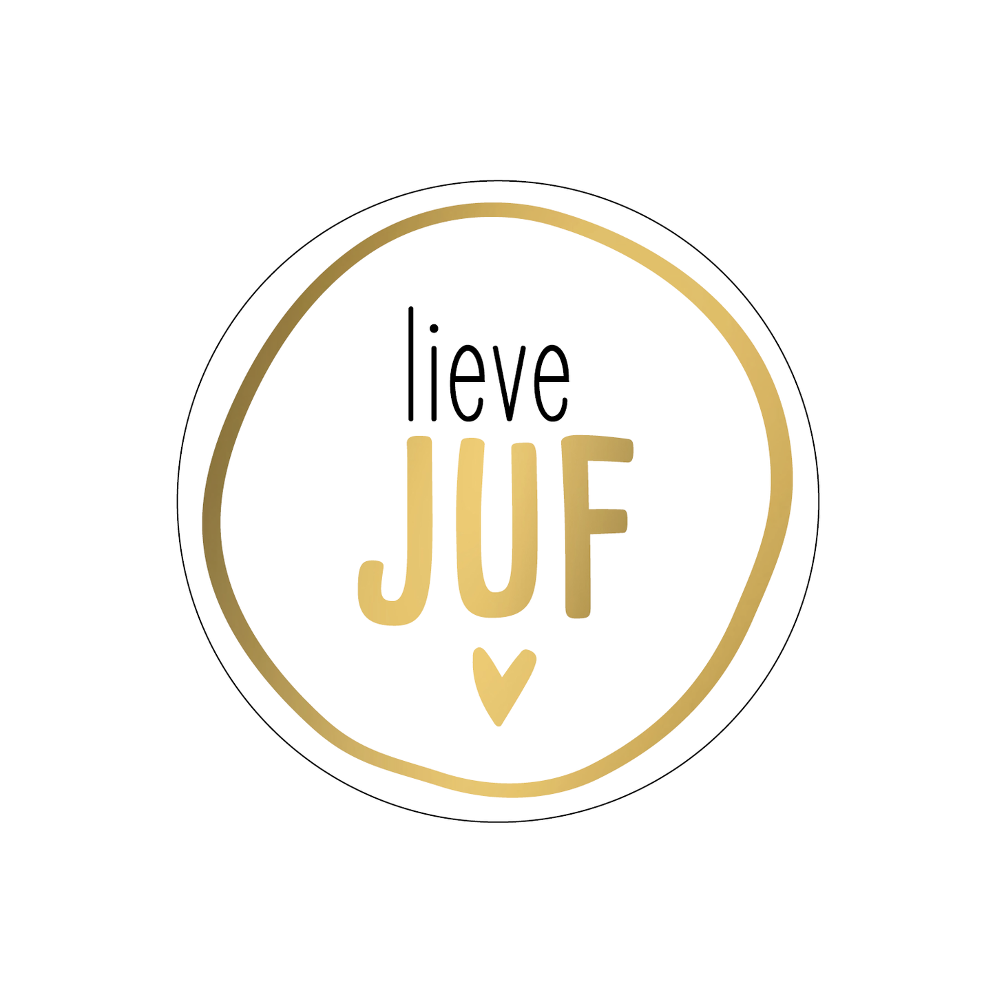 Cadeaustickers | Lieve juf 10 stuks goudfolie