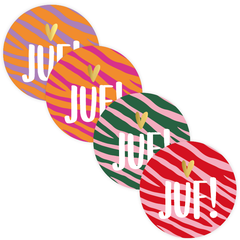 Cadeaustickers | Juf 10 stuks goudfolie
