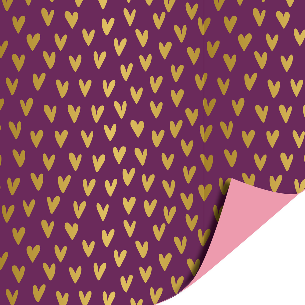 Cadeaupapier | Hartjes goudfolie