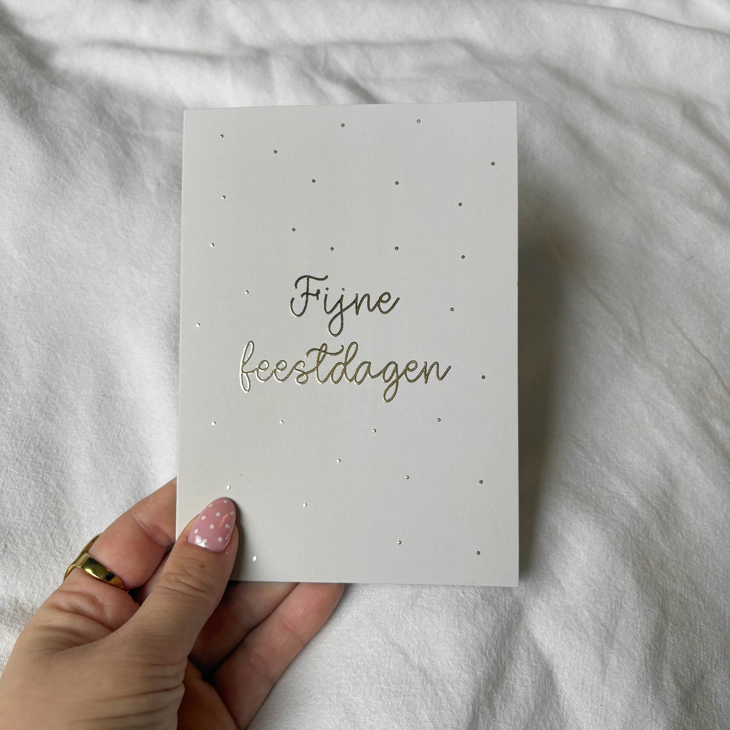 Dubbele kerstkaart goudfolie | Fijne feestdagen