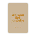 Wenskaart | Welkom lief jongetje goudfolie