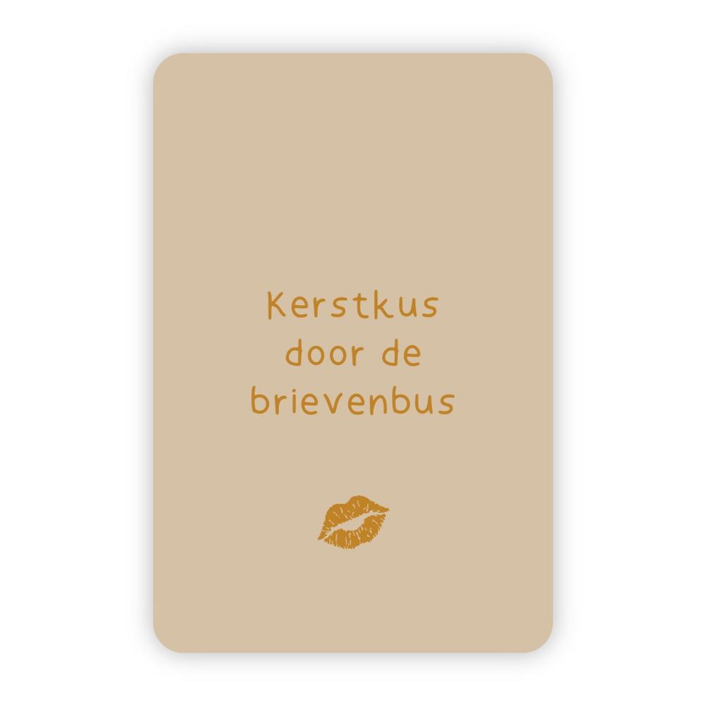 Kerstkaart goudfolie | Kerstkus door de brievenbus