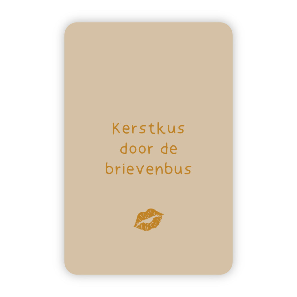 Kerstkaart goudfolie | Kerstkus door de brievenbus