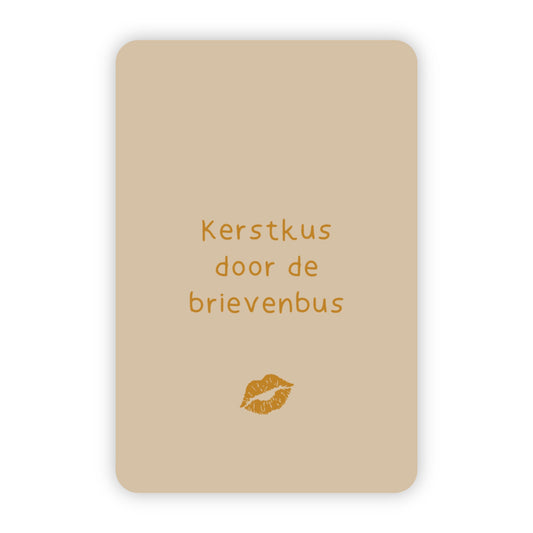 Kerstkaart goudfolie | Kerstkus door de brievenbus