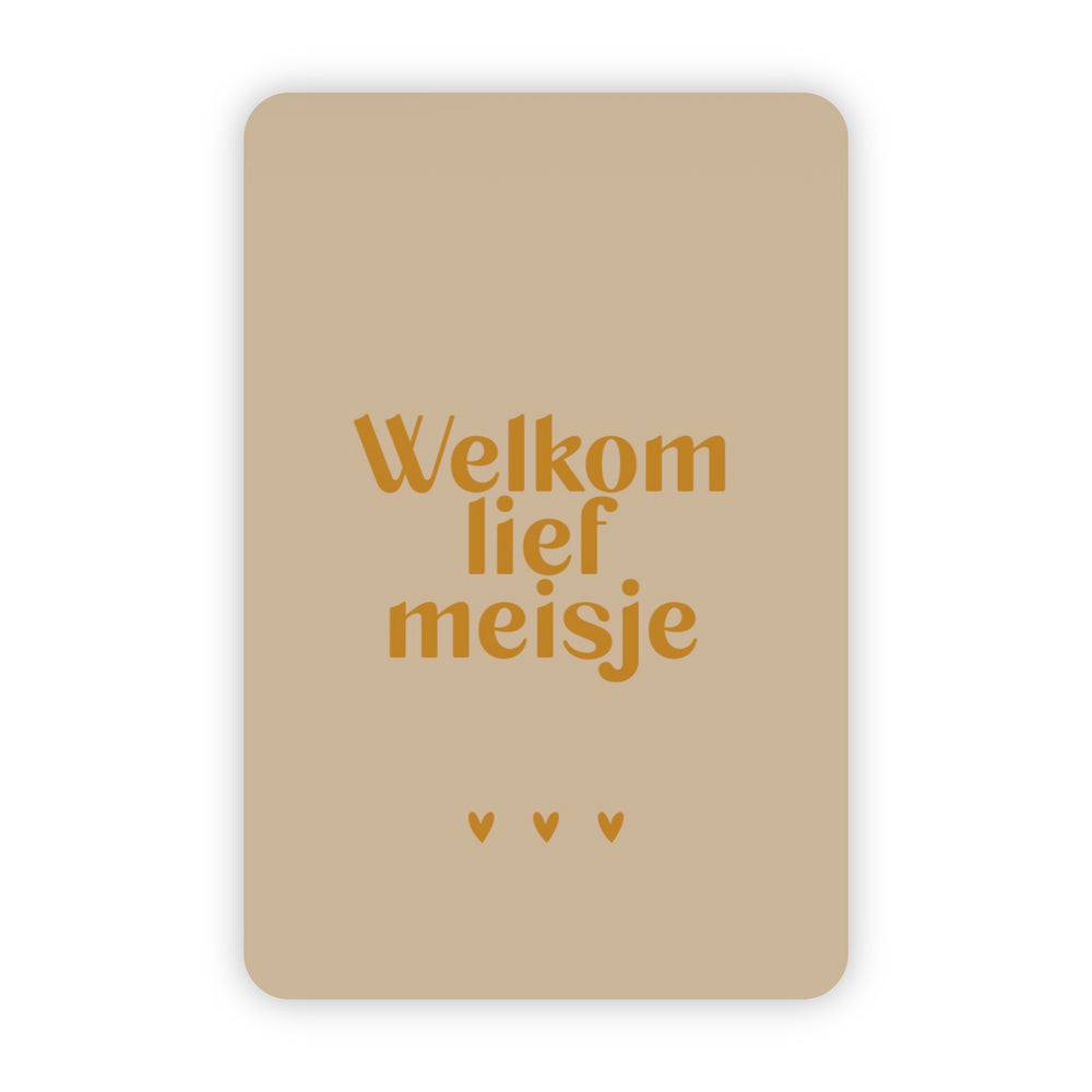 Wenskaart | Welkom lief meisje goudfolie