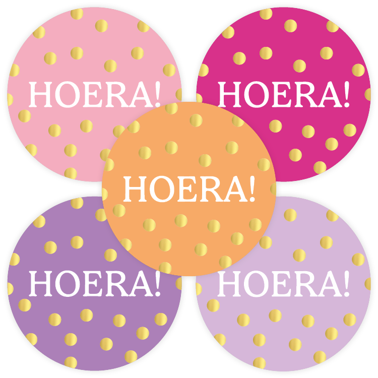 Cadeaustickers | Hoera 10 stuks goudfolie