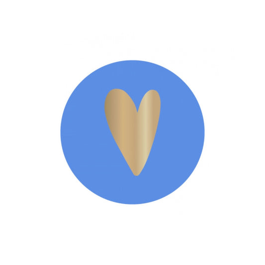Cadeaustickers | Hartje blauw 10 stuks goudfolie