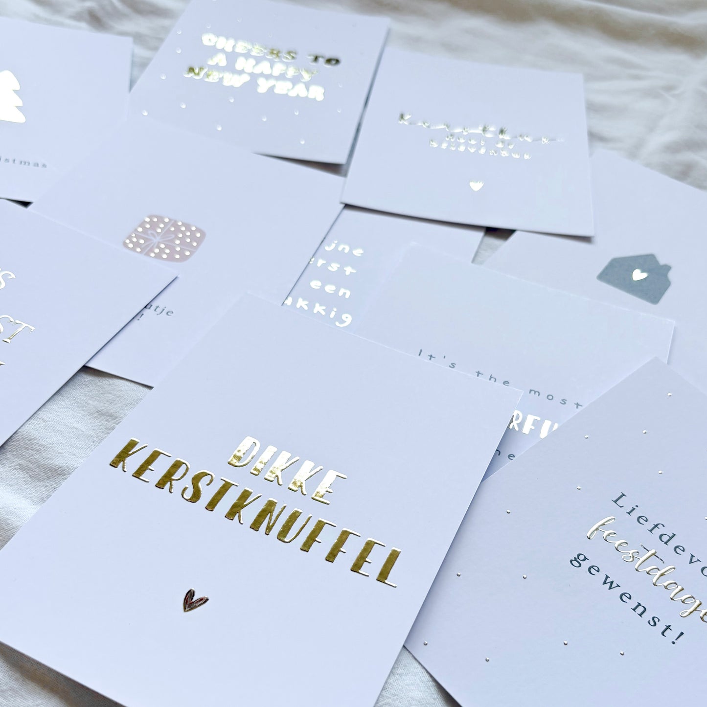 Kerstkaarten goudfolie | Set van 10