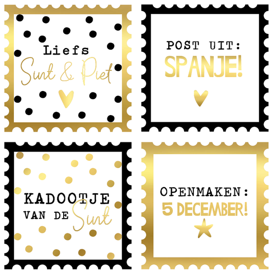 Cadeaustickers | Liefs sint & piet 10 stuks goudfolie