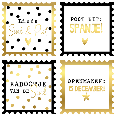 Cadeaustickers | Liefs sint & piet 10 stuks goudfolie