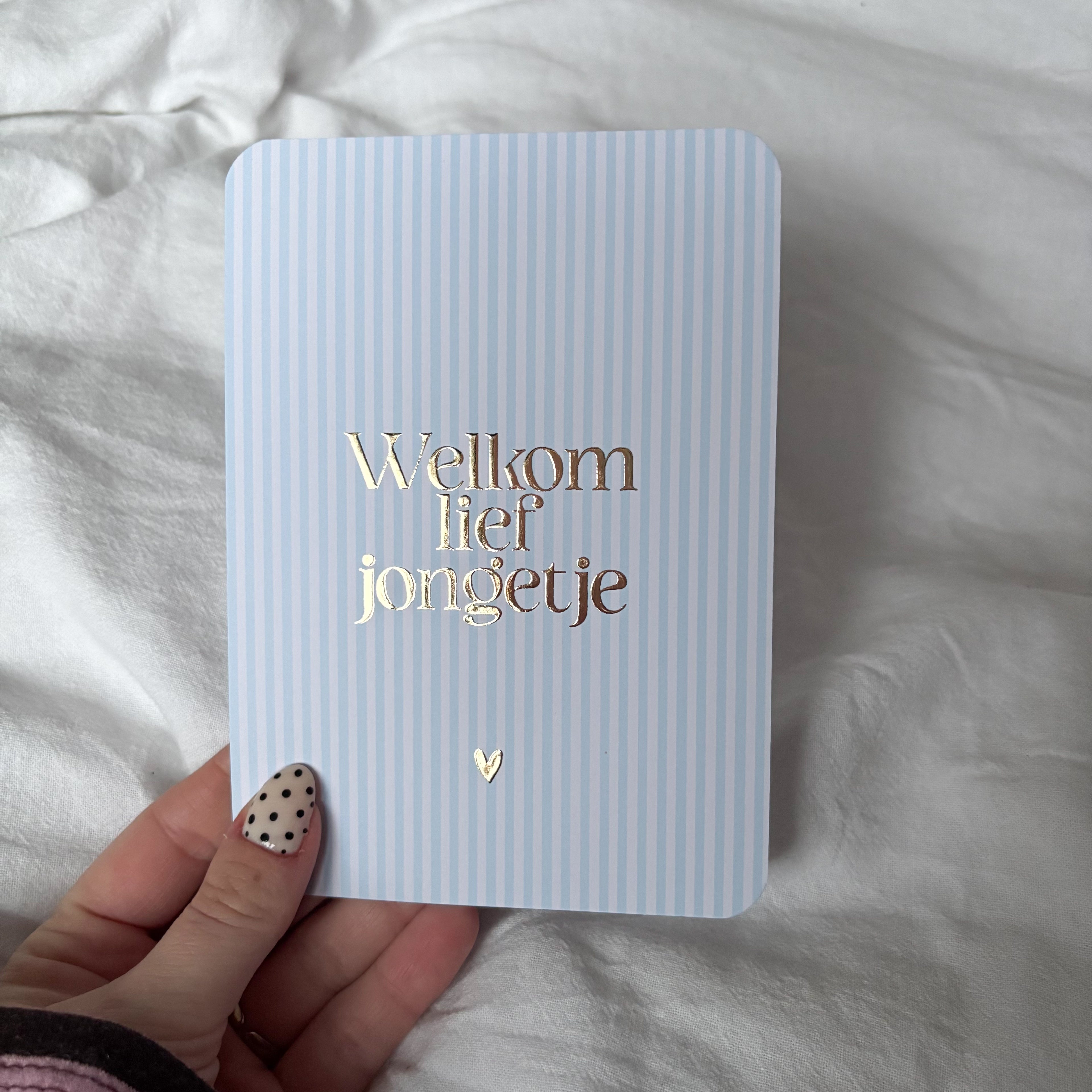 Wenskaart | Welkom lief jongetje goudfolie