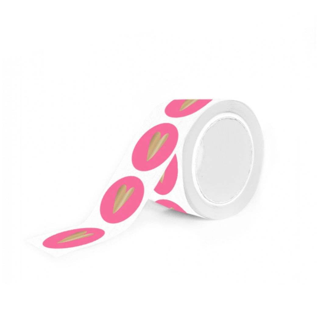 Cadeaustickers | Hartje roze 10 stuks goudfolie