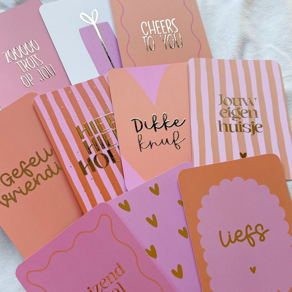 Wenskaarten | Set van 20 met goudfolie