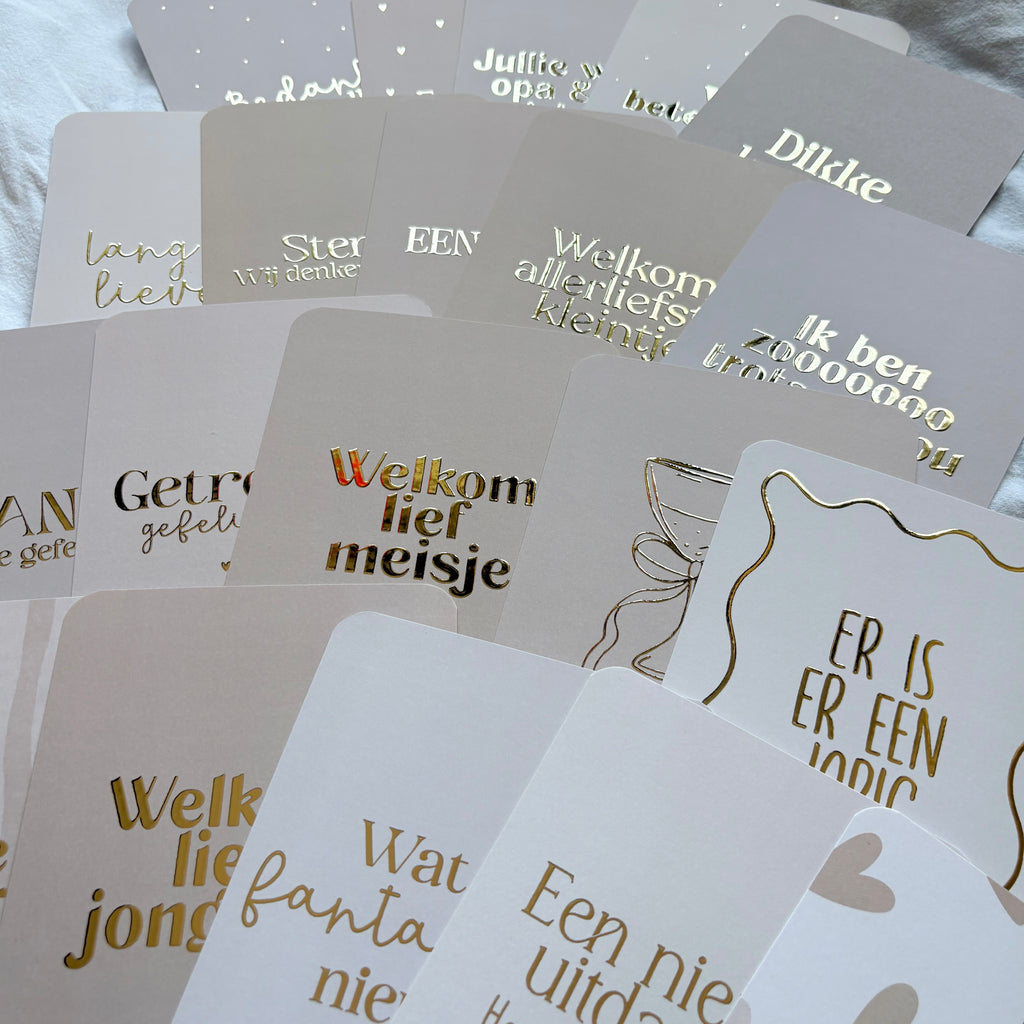 Wenskaarten | Set van 20 met goudfolie