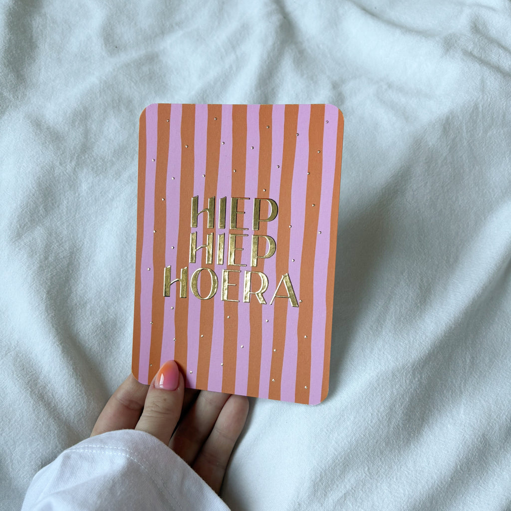 Wenskaart | Hiep hiep hoera goudfolie