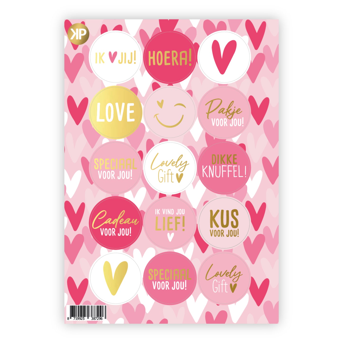 Stickervel | Hartjes goudfolie