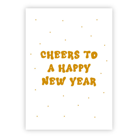 Kerstkaart goudfolie | Cheers to a happy new year