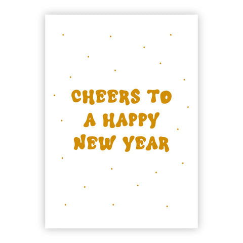 Kerstkaart goudfolie | Cheers to a happy new year