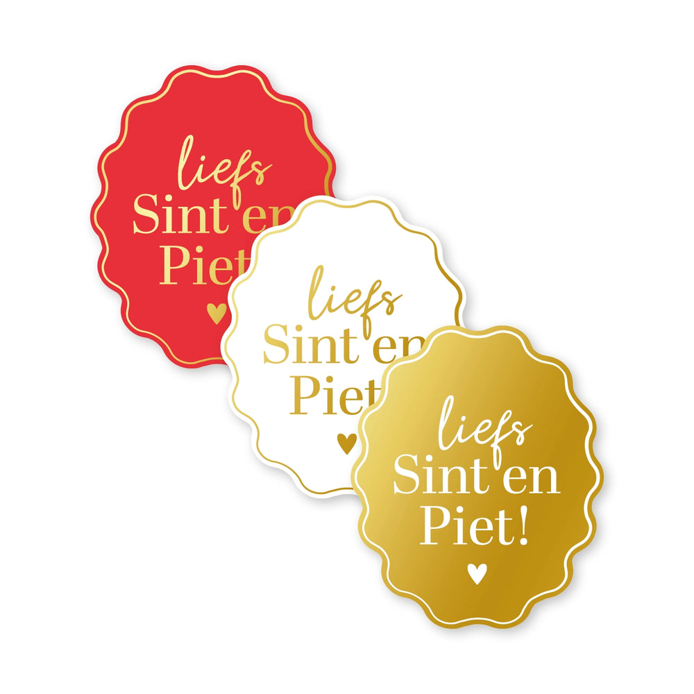 Cadeaustickers | Liefs Sint en Piet 10 stuks goudfolie
