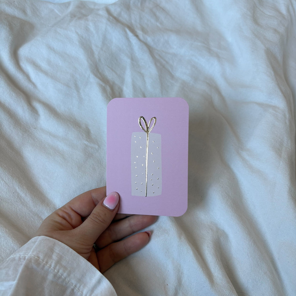 Minikaart | Blanco cadeautje goudfolie