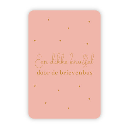 Wenskaart | Een dikke knuffel door de brievenbus goudfolie