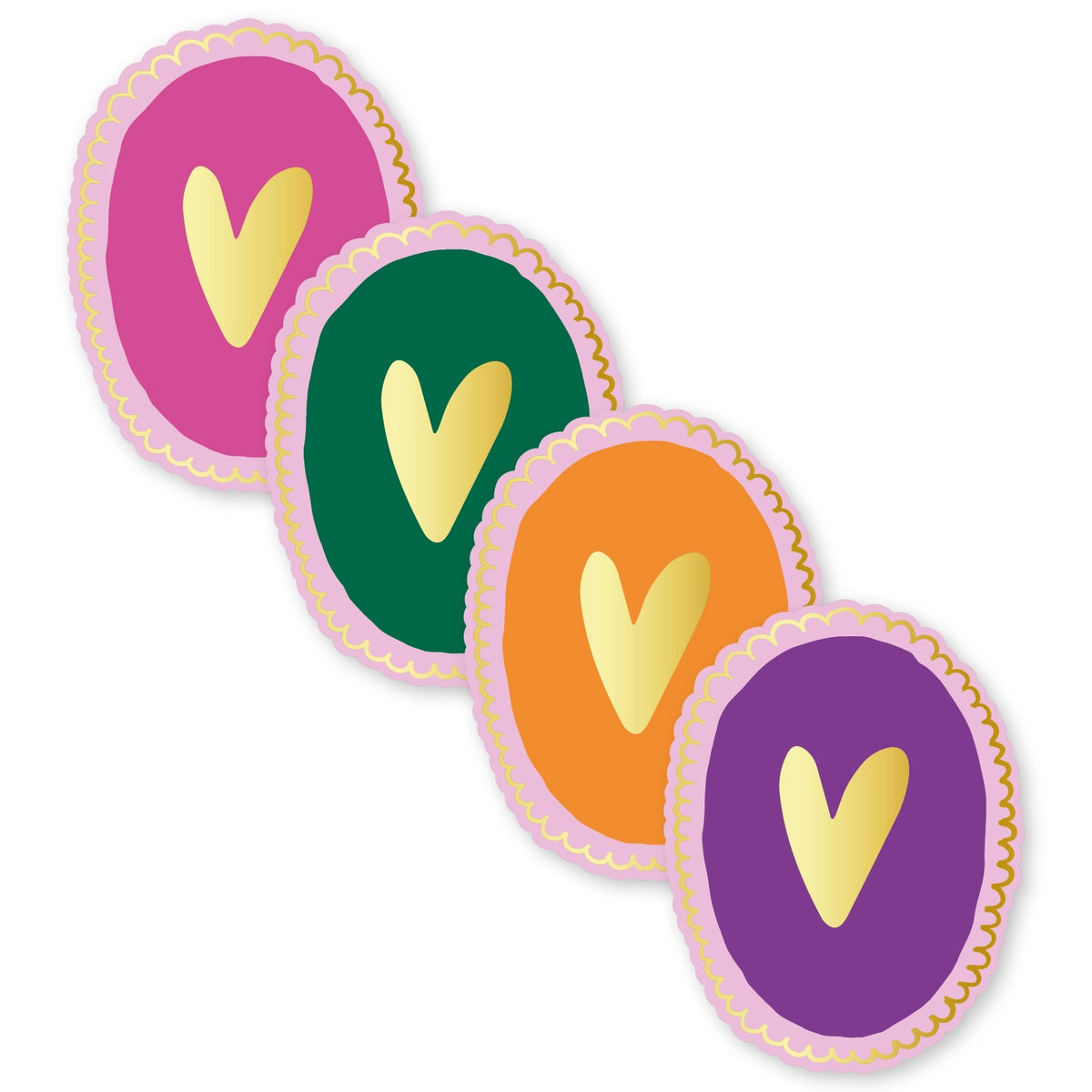 Cadeaustickers | Hartjes 10 stuks goudfolie