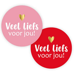 Cadeaustickers | Veel liefs voor jou 10 stuks goudfolie