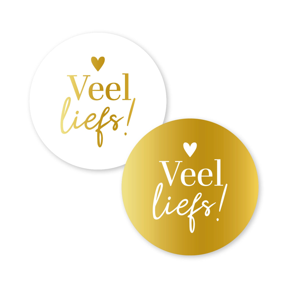 Cadeaustickers | Veel liefs 10 stuks goudfolie