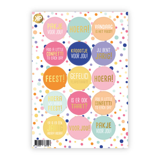 Cadeaustickers | Stickervel “confetti feest”