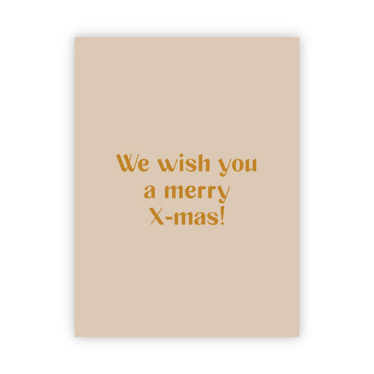 Dubbele kerstkaart goudfolie | We wish you a merry X-mas!