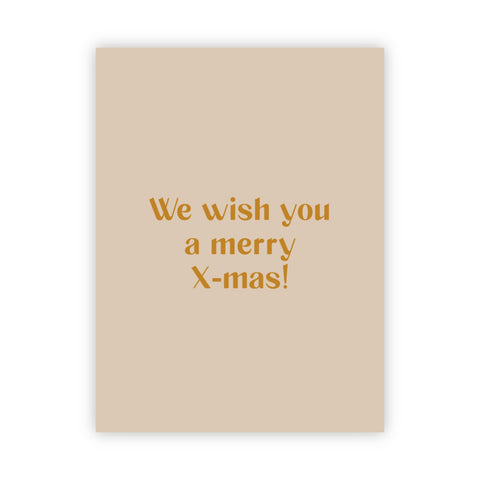 Dubbele kerstkaart goudfolie | We wish you a merry X-mas!