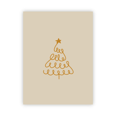 Dubbele kerstkaart goudfolie | Blanco kerstboom