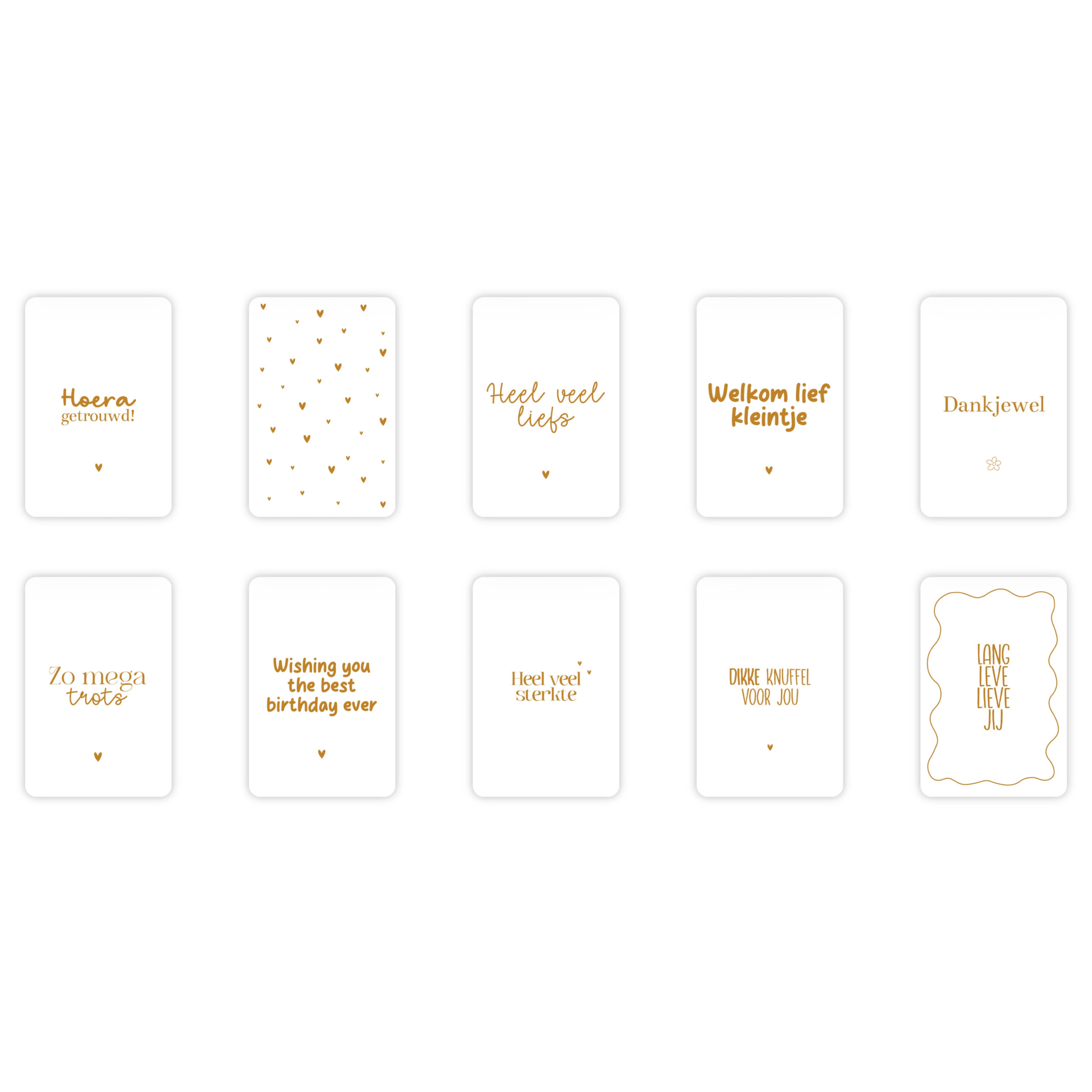 Wenskaarten | Set van 20 met goudfolie
