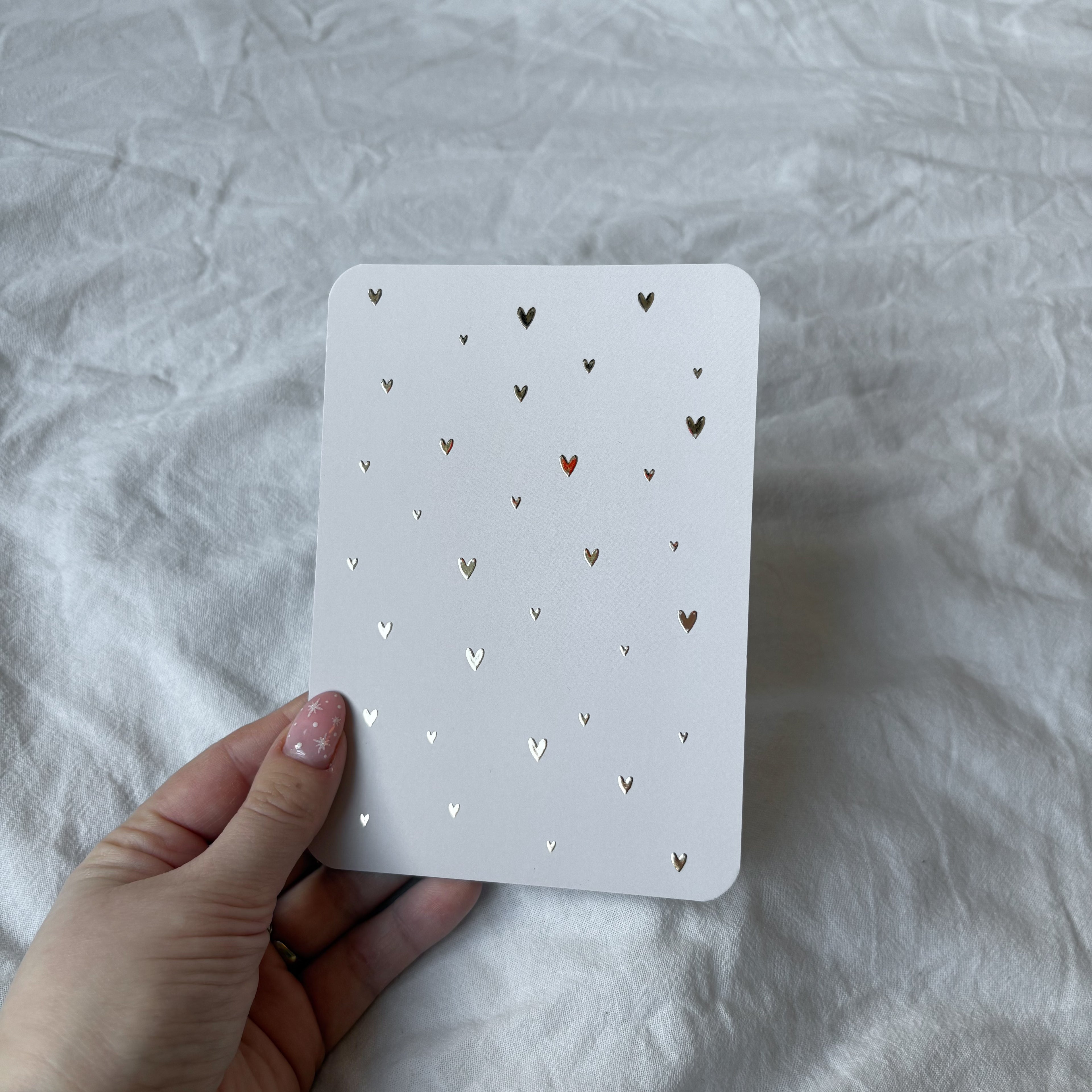 Wenskaart | Blanco hartjes goudfolie