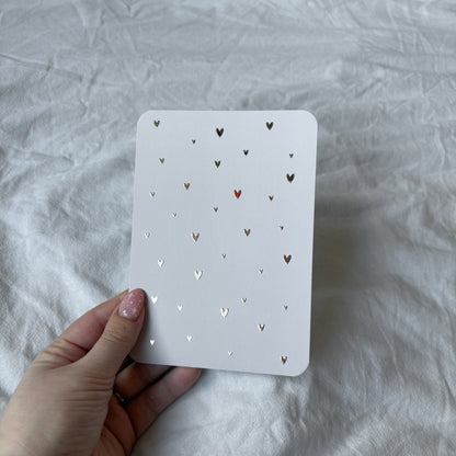 Wenskaart | Blanco hartjes goudfolie